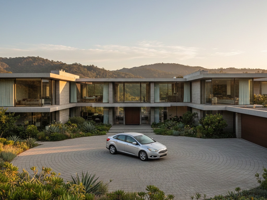 停在 1.2 億豪宅門口的破舊福特